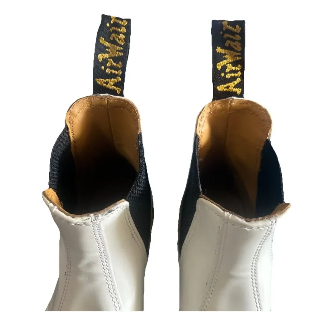 Dr  Martens 2976 YS Womens 8 Chelsea Boots  White Leather Ankle Bootie